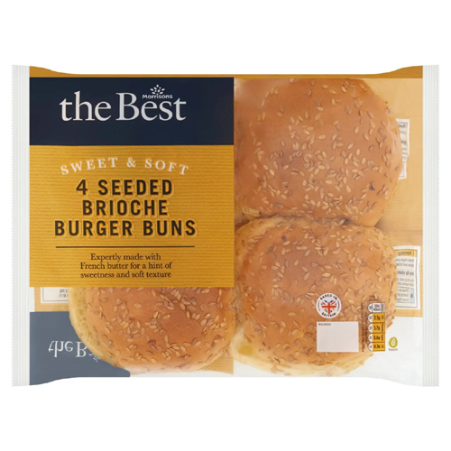 Morrisons The Best Seeded Brioche Burger Buns (Bulk Buy Pack Of 6)
