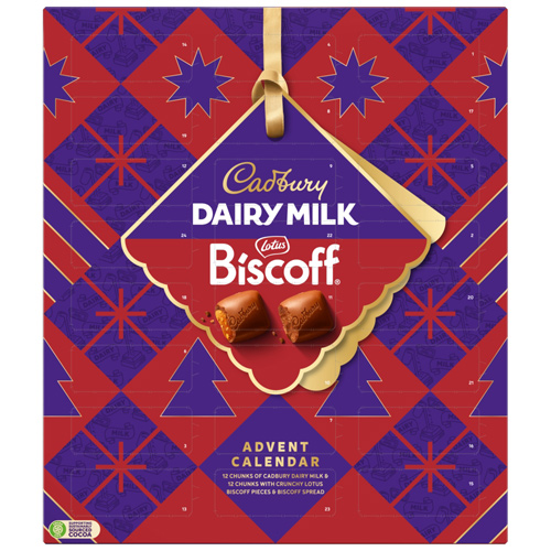 Cadbury Dairy Milk Biscoff Chocolate Christmas Advent Calendar (Bulk Buy Pack Of 6)