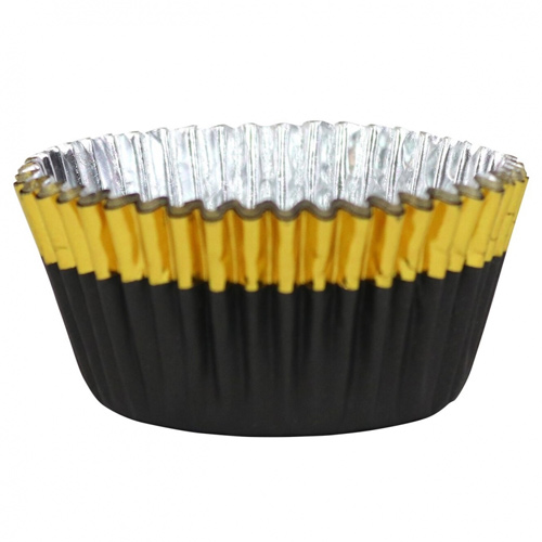 PME Black - Gold Trim Foil Lined Standard Cupcake Cases x 30
