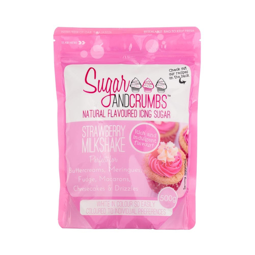 Sugar & Crumbs Strawberry Milkshake Icing Sugar 500g (Bulk Buy Pack Of 6)