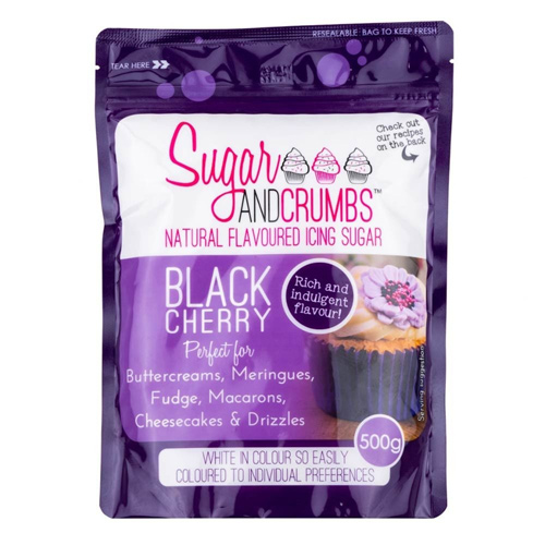Sugar & Crumbs Black Cherry Icing Sugar 500g (Bulk Buy Pack Of 6)