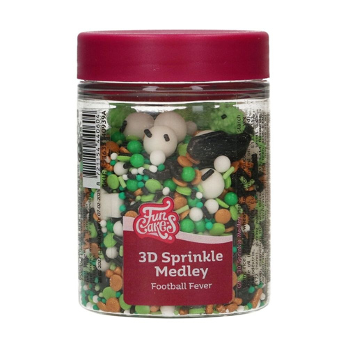 FunCakes Football - 3D Sprinkle Medley 70g (Bulk Buy Pack Of 6)