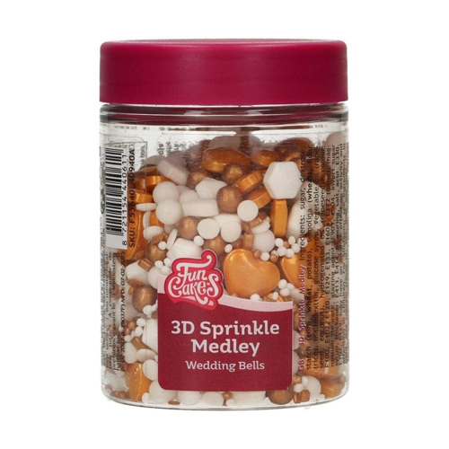 FunCakes Wedding Bells - 3D Sprinkle Medley 70g (Bulk Buy Pack Of 6)