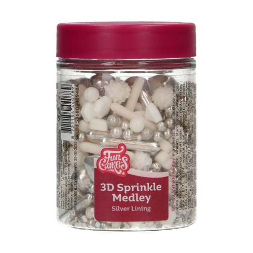 FunCakes Silver Lining - 3D Sprinkle Medley 70g (Bulk Buy Pack Of 6)
