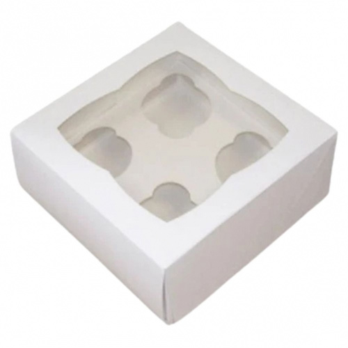 Simply Making White - Holds 4 Window Cupcake Box 4 Inch Deep - 2 Pack