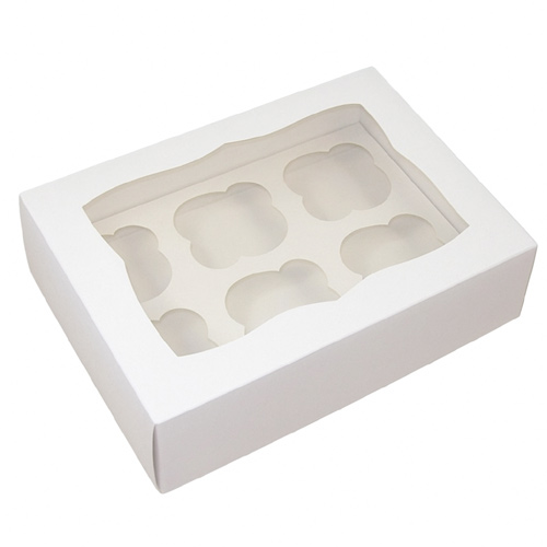 Simply Making White - Holds 6 Window Cupcake Box 4 Inch Deep - 25 Pack