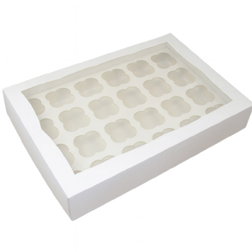 Simply Making White - Holds 24 Window Cupcake Box 4 Inch Deep - 25 Pack