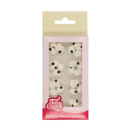 FunCakes Sugar Decorations Eyes Oval Set Of 32 (Bulk Buy Pack Of 6)