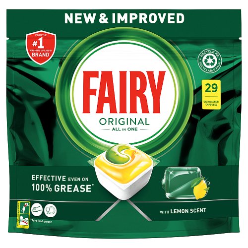 Image of Fairy All In One Dishwasher Tablets Lemon 29s