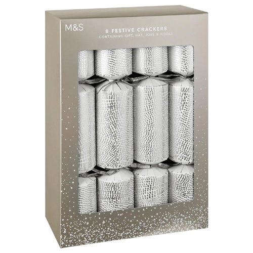 Marks and Spencer Silver Luxury Christmas Crackers 8 Pack