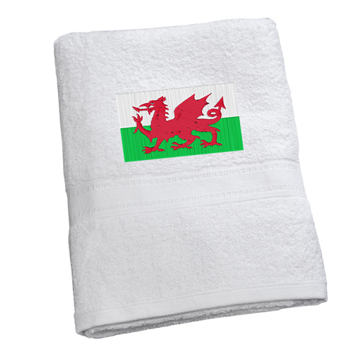 Luxury Cotton Bath Towel with Welsh Flag Embroidered Logo (Bulk Buy Pack Of 6)