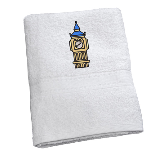 Luxury Cotton Bath Towel with Big Ben Embroidered Logo (Bulk Buy Pack Of 6)