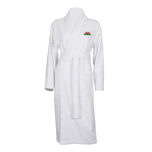 Luxury Bathrobe with Welsh Flag Embroidered Logo