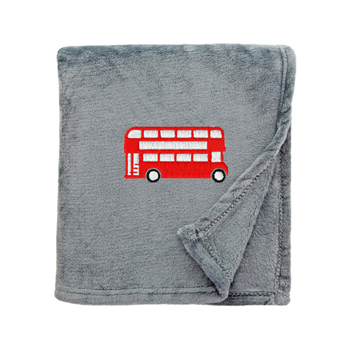 Shimmering Snuggle Blanket with London Bus Embroidered Logo (Bulk Buy Pack Of 6)