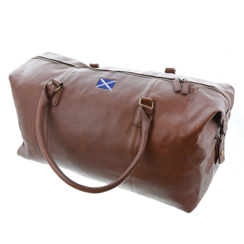 Faux Leather Holdall and Shoulder Strap with Scottish Flag Embroidered Logo