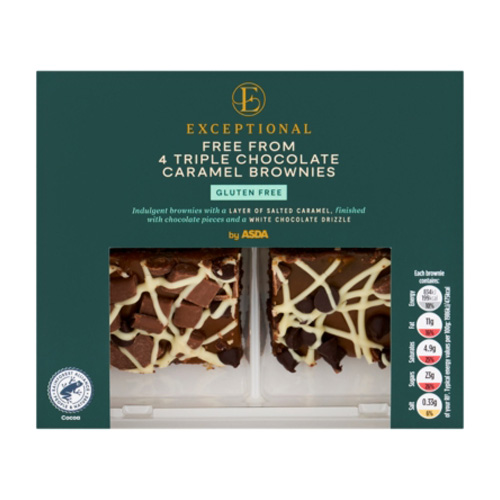 Asda Free From 4 Triple Chocolate Caramel Brownies
