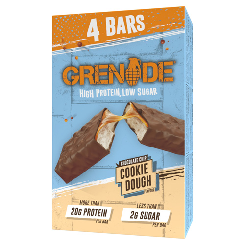 Grenade Chocolate Chip Cookie Dough Flavour Bars - 4 x 60g