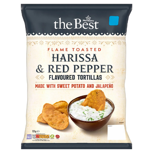 Morrisons The Best Harissa & Red Pepper Tortilla Chips (Bulk Buy Pack Of 6)