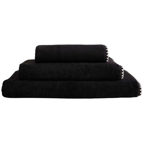 M&S Blanket Stitch Egyptian Hand Towel, Black