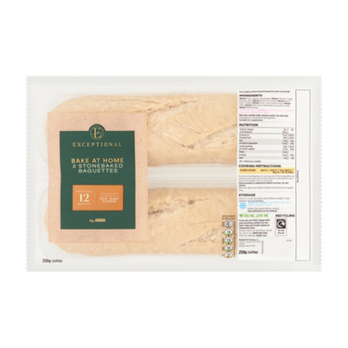 Exceptional By Asda Bake At Home Stonebaked Baguettes