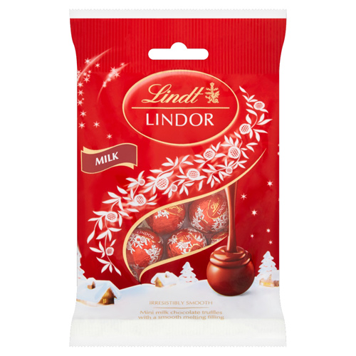 Lindt Lindor Christmas Milk Chocolate Mini Truffles Bag (Bulk Buy Pack Of 6)