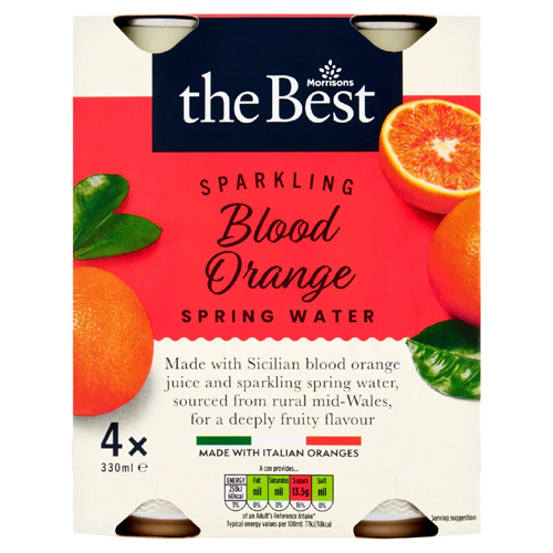 Morrisons The Best Sparkling Blood Orange Spring Water (Bulk Buy Pack Of 6)