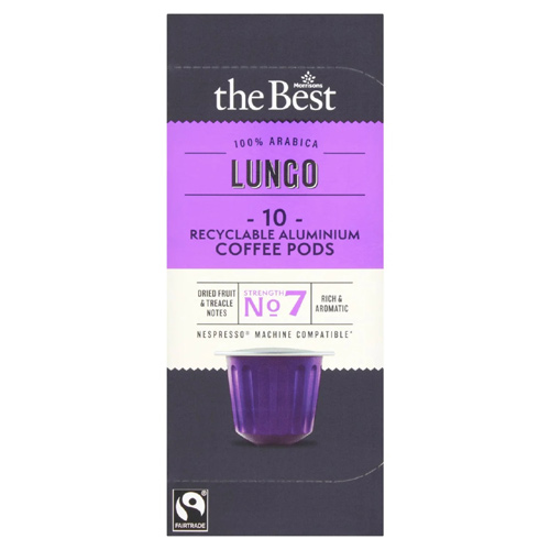 Morrisons The Best Fairtrade Lungo Coffee Pods (Bulk Buy Pack Of 6)