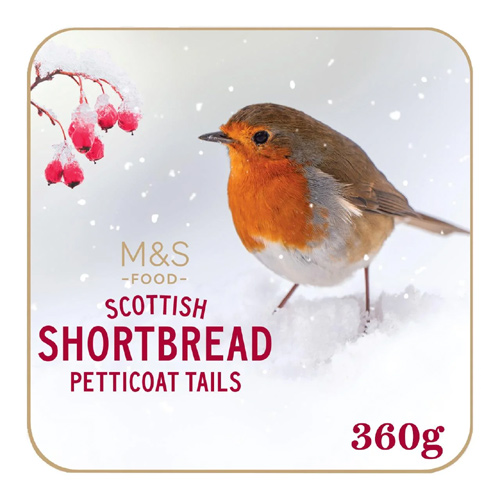 Marks and Spencer All Butter Shortbread Petticoat Tails Robin Tin