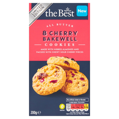 Morrisons The Best All Butter Cherry Bakewell Cookies (Bulk Buy Pack Of 6)