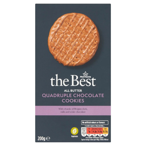Morrisons The Best All Butter Quadruple Chocolate Cookies (Bulk Buy Pack Of 6)