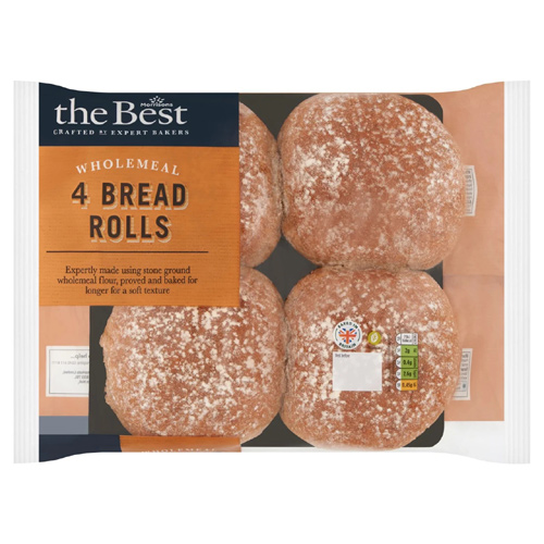 Morrisons The Best Wholemeal Bread Rolls (Bulk Buy Pack Of 6)