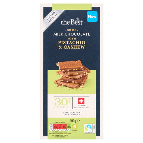 Morrisons The Best Milk Chocolate With Pistachio & Cashew (Bulk Buy Pack Of 6)