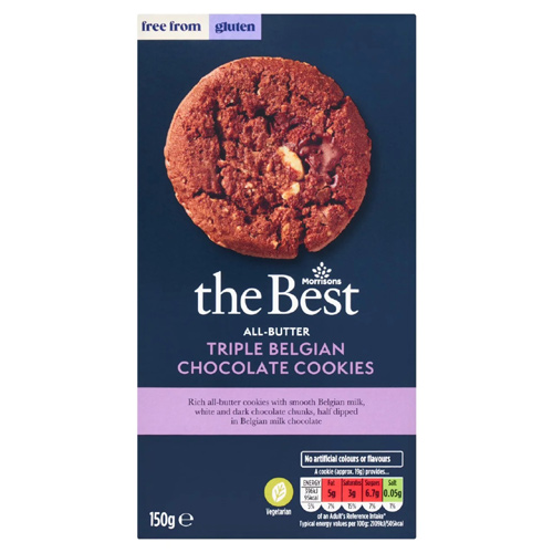 Morrisons The Best Free From Triple Chocolate Cookies (Bulk Buy Pack Of 6)