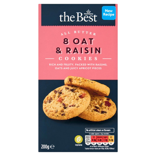 Morrisons The Best All Butter Oat & Raisin Cookies (Bulk Buy Pack Of 6)