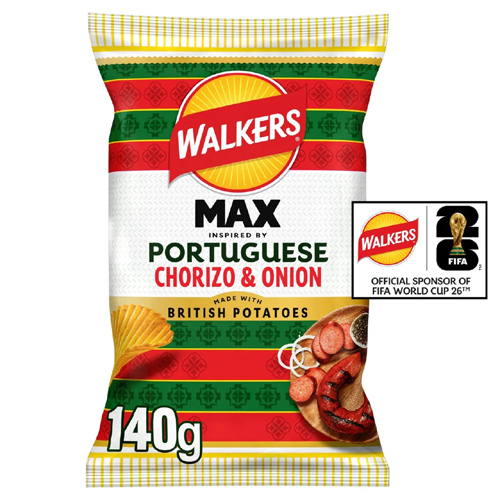 Walkers Max Portuguese Chorizo & Onion (Bulk Buy Pack Of 6)