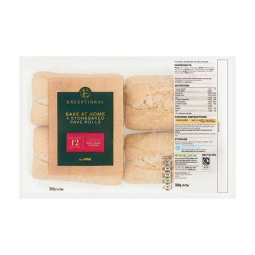 Exceptional By Asda Stonebaked Pave Rolls