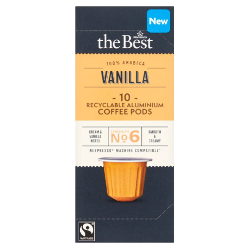 Morrisons The Best Fairtrade Vanilla Flavour Coffee Pods (Bulk Buy Pack Of 6)