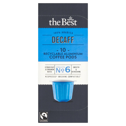 Morrisons The Best Fair Trade 10 Decaff Coffee Pods (Bulk Buy Pack Of 6)