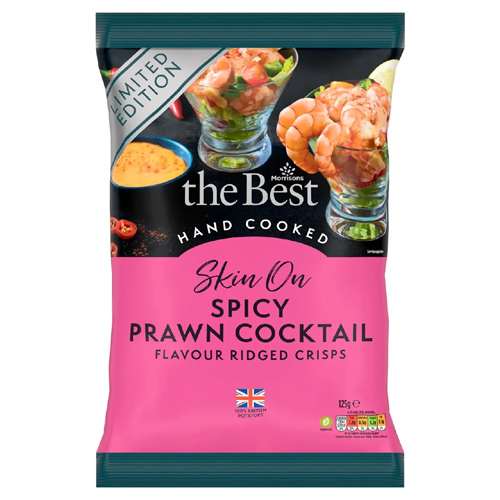 Morrisons The Best Skin On Spicy Prawn Cocktail Flavour Ridged Crisps (Bulk Buy Pack Of 6)