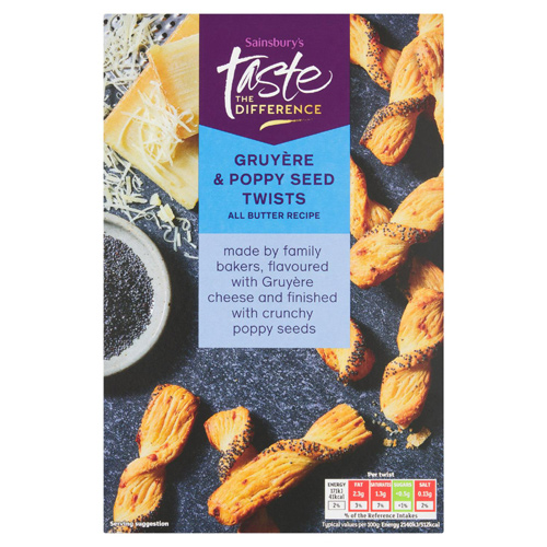 Sainsbury's Gruyere & Poppy Twists, Taste the Difference (Bulk Buy Pack Of 6)