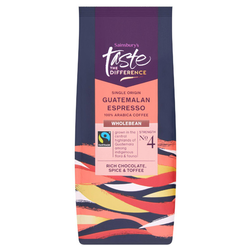 Sainsbury's Guatemalan Espresso Beans Strength 4, Taste the Difference