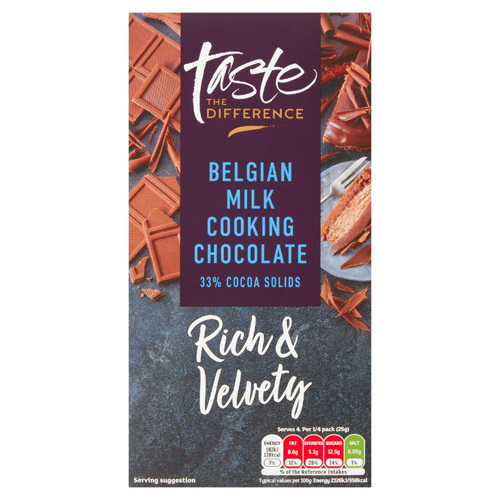 Sainsburys Taste the Difference Belgian Milk Cooking Chocolate (Bulk Buy Pack Of 6)