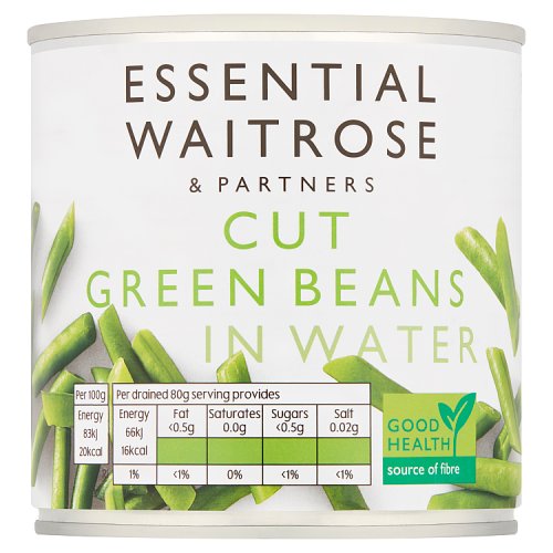 Essential Waitrose Cut Green Beans in Water