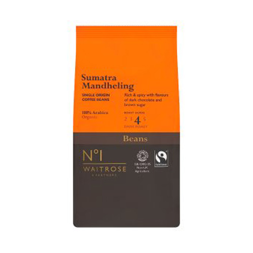 Waitrose Organic Coffee Beans Sumatra Mandheling