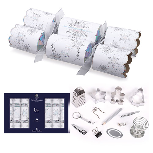 Tom Smith Luxury Crackers Silver & White Sparkle 8 Pack