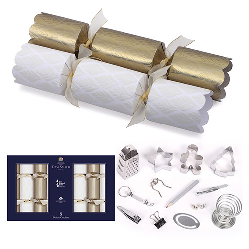 Tom Smith Luxury Crackers Gold & White Tree Foil Finish 8 Pack