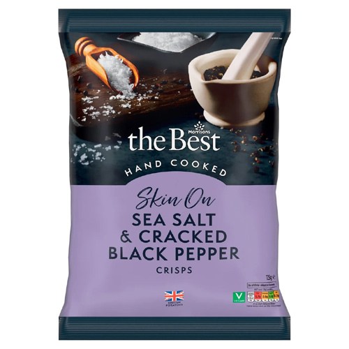 Morrisons The Best Skin On Sea Salt & Black Pepper Crisps (Bulk Buy Pack Of 6)