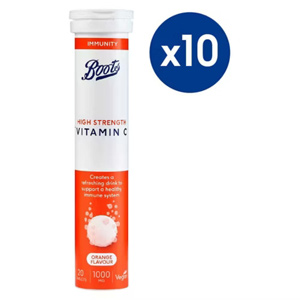 Boots High Strength Vitamin C 1000 mg – 20 Orange Flavour Effervescent Tablets B