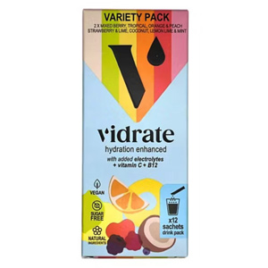 ViDrate Natural Electrolyte Hydration, Variety Pack, Mixed Flavours 12