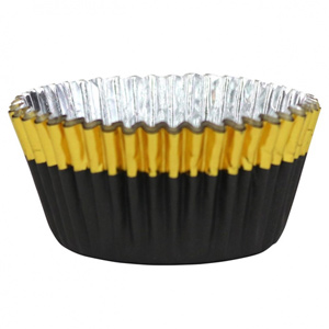 PME Black - Gold Trim Foil Lined Standard Cupcake Cases x 30
